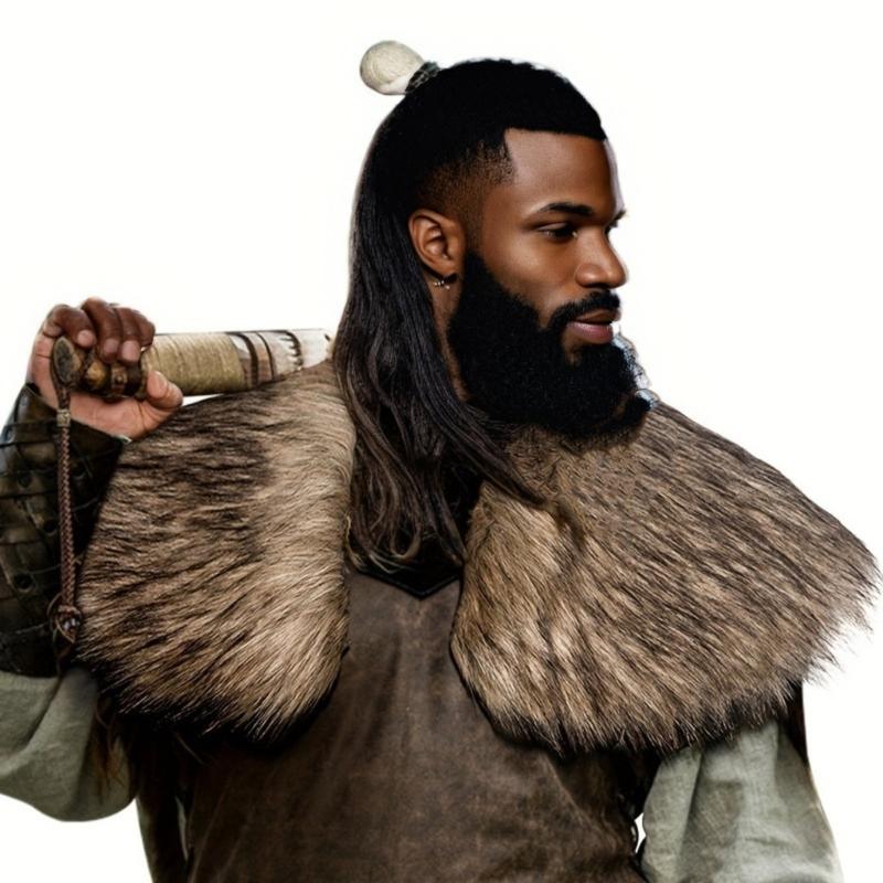 Vikinges Faux Furs Shawl Barbarian Collar,Medieval Knight Mantle Shoulder Wrap Warriour Cape Shawl Renaissances Costume