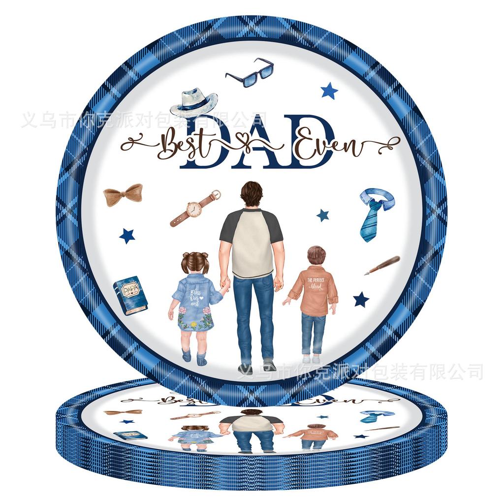 Father's Day Party Paper Plates, Disposable Paper Cups, Tissues, Paper Plates, Father's Day Festive-themed Decorative Items