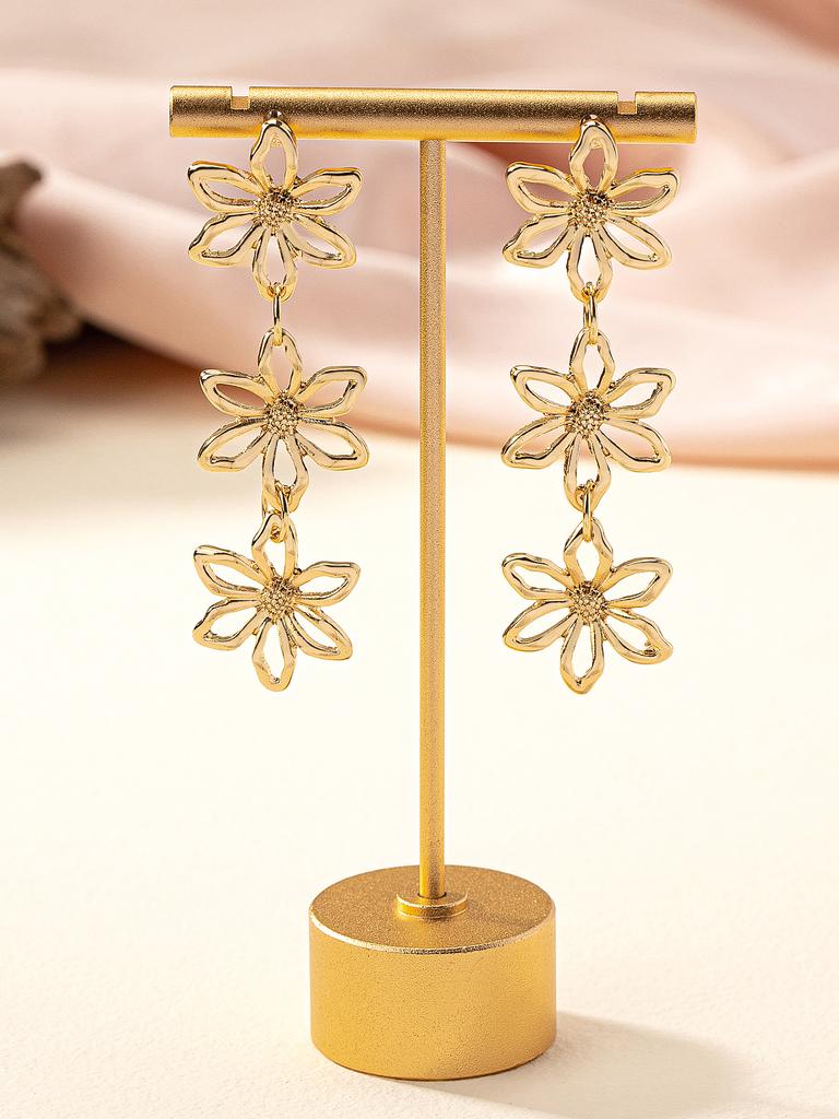 High-End Alloy Long Fringe Flower Earrings, Korean Temperament, Simple Retro Internet Celebrity Niche Earrings, Women
