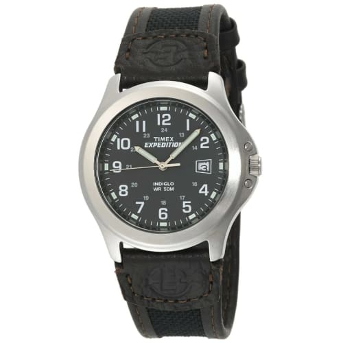 Timex Men's T40091 Expedition Metal Field Black/Brown Nylon/Leather Strap Watch
