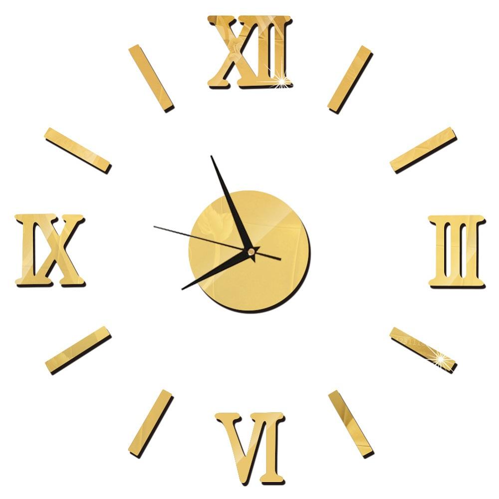 27inch Nordic Wall Clock Dining Restaurant Cafe Decorative Clocks Acrylic Mirror Wall Sticker Silent Quartz Watch Home Decor