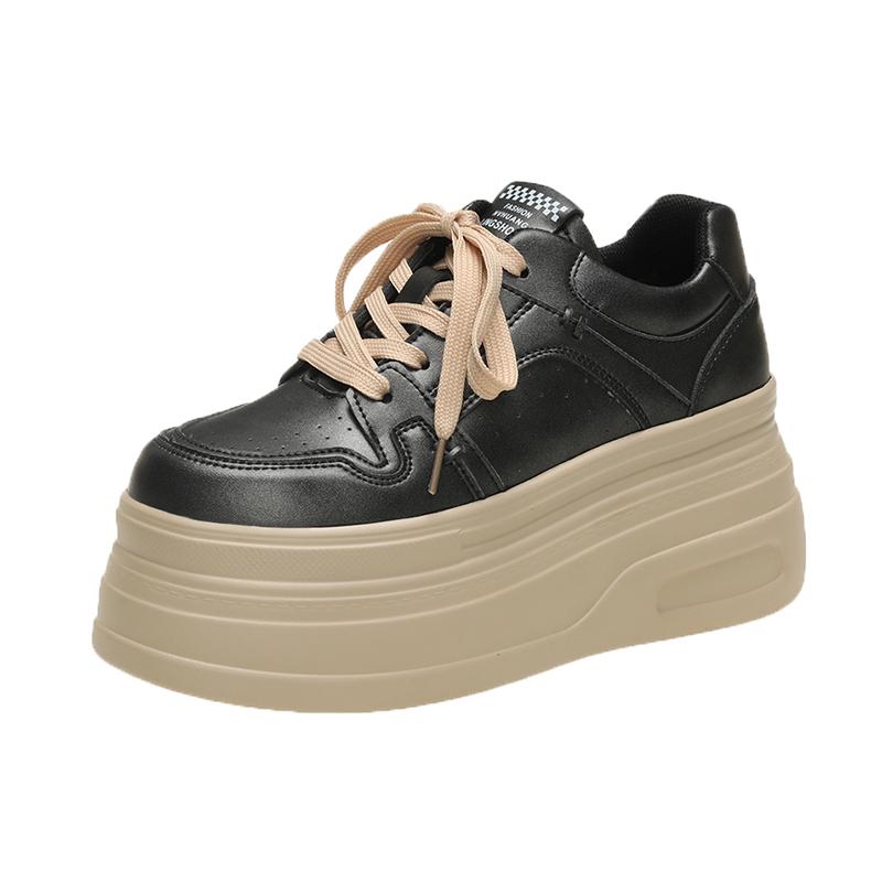 

Fashion Women s Autumn Thick Bottom Shoes Breathable Synthetic Vulcanize Flats Shoes Sneakers Versatile Rubber Sole White Walking Shoes 39 чёрный