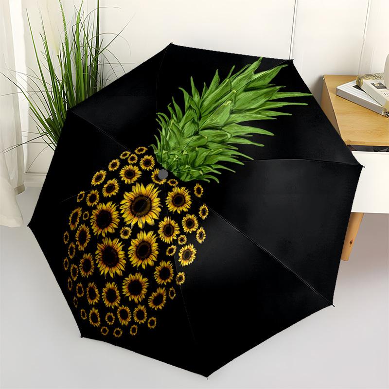 1pc Pineapple Sunflowers Automatic Open/Close Umbrella Compact Folding Umbrella, All-Season Portable Umbrella for Women/Men F1124102