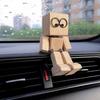 1pc Shaking Wooden Man Figurine Car Decoration Small Ornaments Leg-swinging Robot Figurine Cute Wood Man Car Good Creative Gifts