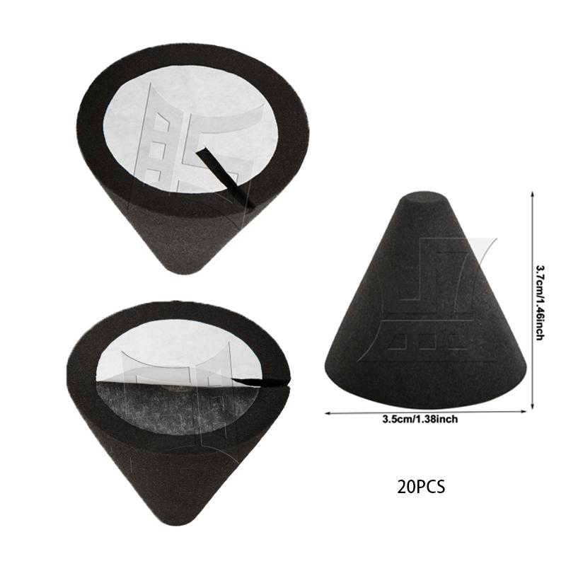 Yibuy 20PCS 3.5x3.7cm Black Drum Piezo Trigger Cone Percussion Instrument Accessories