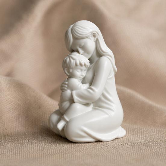 Figure Ornamentali Mamma e Bambino Stampate in 3D Stile Nordico Calde Sculture Madre-Figlio