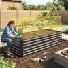Raised Beds for Garden, Galvanised Steel Outdoor Planters with Multi-reinforced Rods, 180 X 90 X 59 Cm, Dark Grey