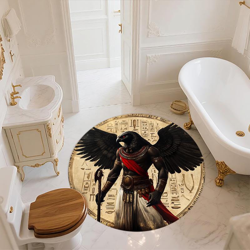 Ancient Egyptian Totem  Round Area Rug,Carpet Rug for Living Room Bedroom Sofa Playroom Decor,Non-slip Floor Mat