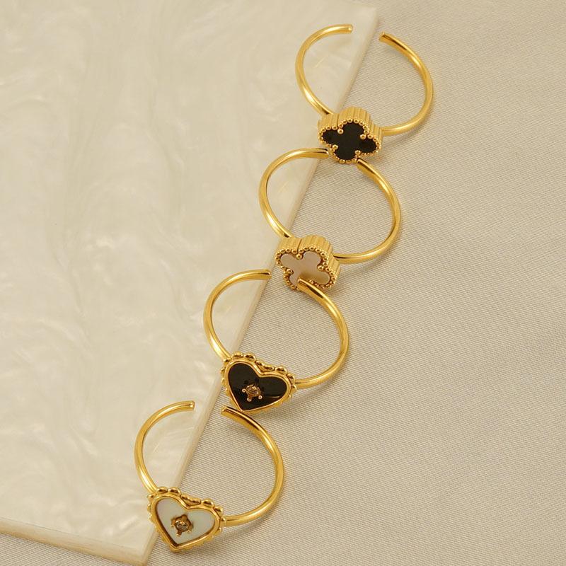 Titanium Steel Four-leaf Clover Love Ring Fashionable Versatile Commuter Simple Women's Ring