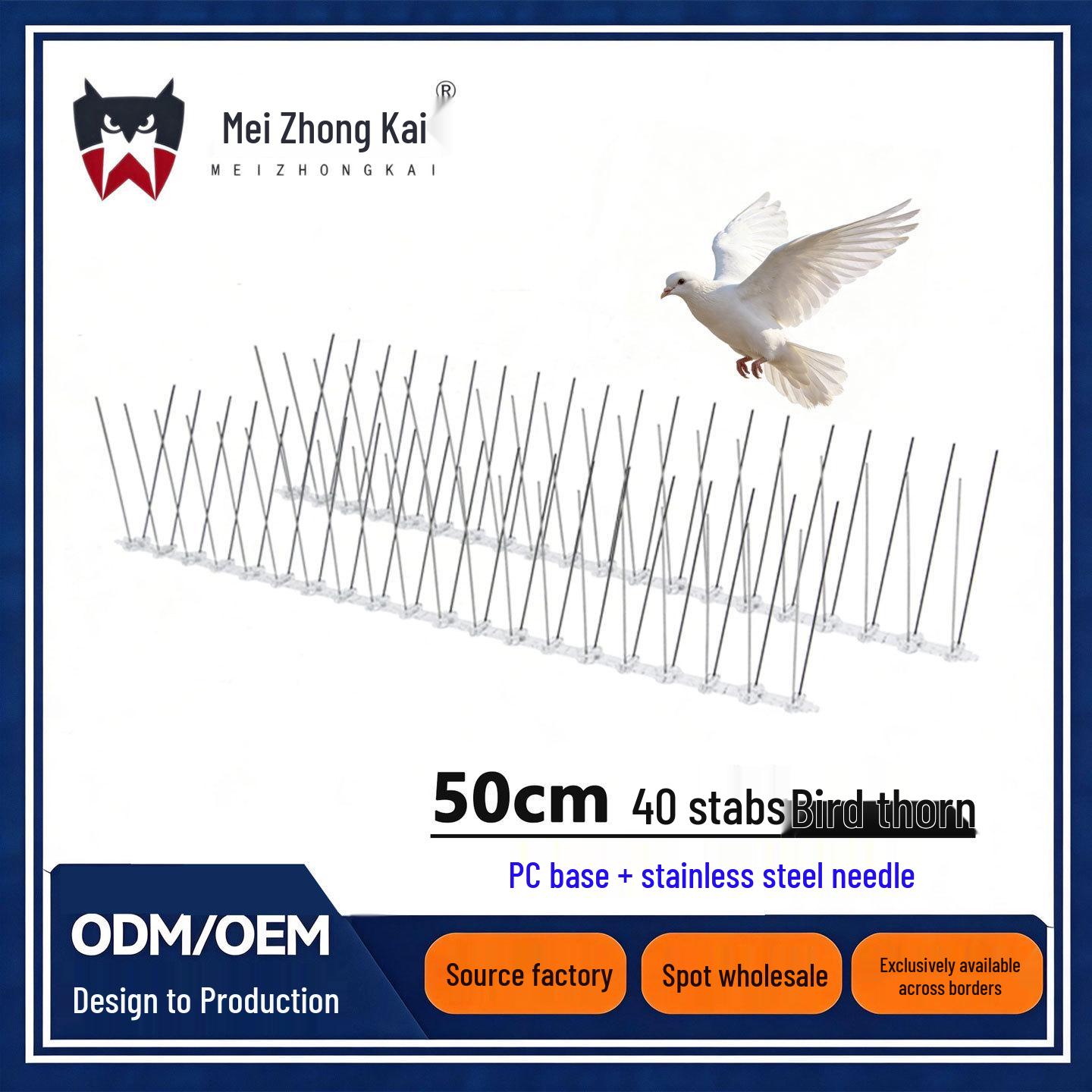 Stainless Steel Bird & Squirrel Spikes - 50cm Anti-Repellent Outdoor Spikes 20-piece spikes, 50cm