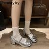 New Spring Autumn Thick Heel Women Mary Jane Shoes Elegant Butterfly-knot Party Dress Ladies Leather Pumps