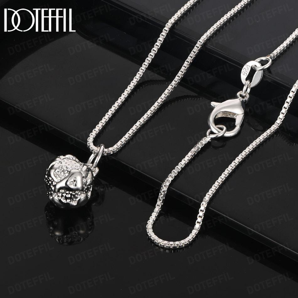 925 Sterling Silver Patterned Ball Necklace Wedding Jewelry