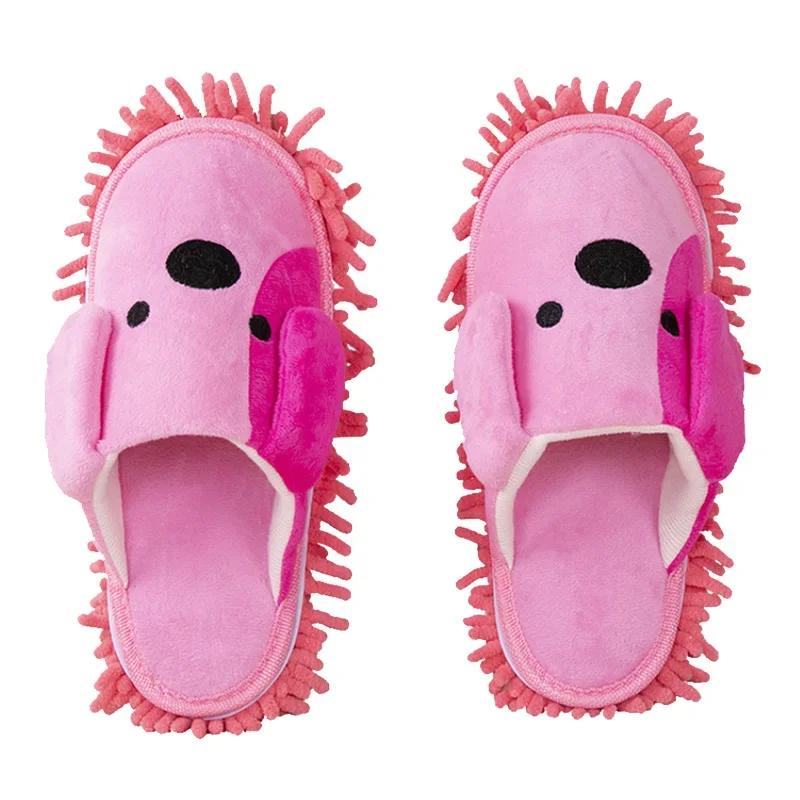Cartoon Dog Lazy Mop Slippers Unisex Microfiber Cleaning Floor Dusting Slippers Detachable Mopping Shoes Household Tools