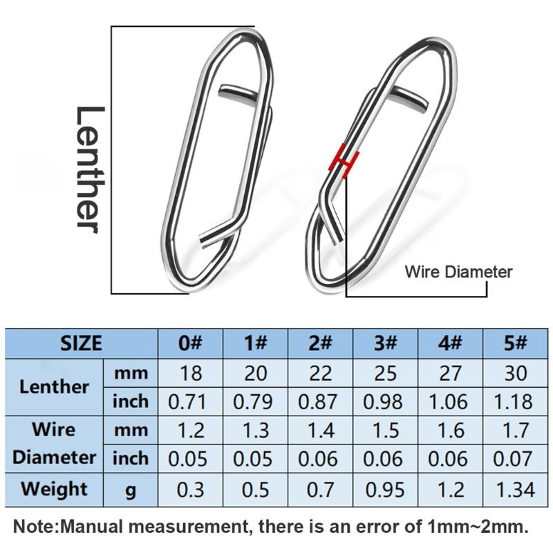 50Pcs Power Fishing Clip Fast Snaps Speed Clip Fishing Clip Connectors Stainless Steel Fast Change Connector