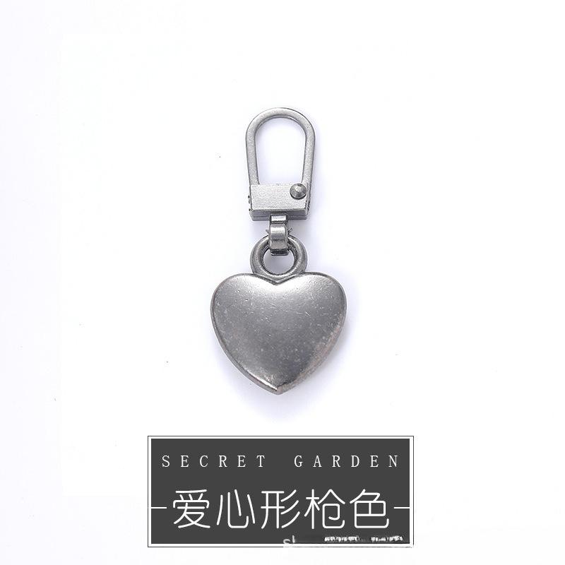 5Pcs Zipper Pull Replacement Detachable Pull Metal Heart Shaped Zipper Universal Zipper for Clothing Jackets Backpack Shoes