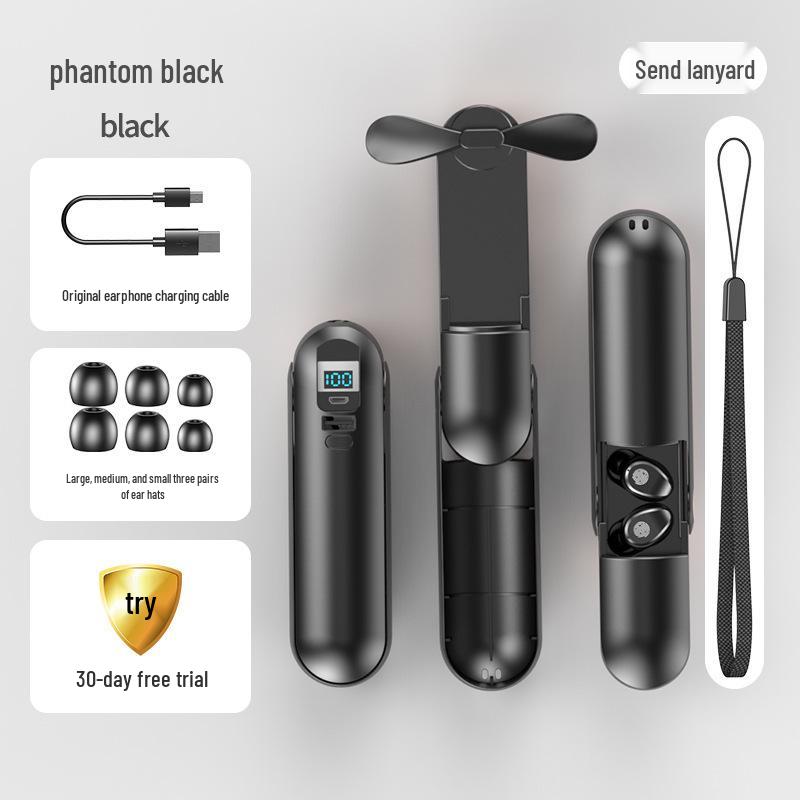 

F7 Bluetooth Earphones with Built-in Portable Fan for Women чорний