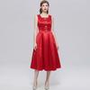 Elegant Sleeveless Satin Dress for Women Luxurious Solid Color Flower Buttons Summer Autumn Formal Evening Party Vestidos