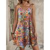 New spring and summer printed strapless women's dress