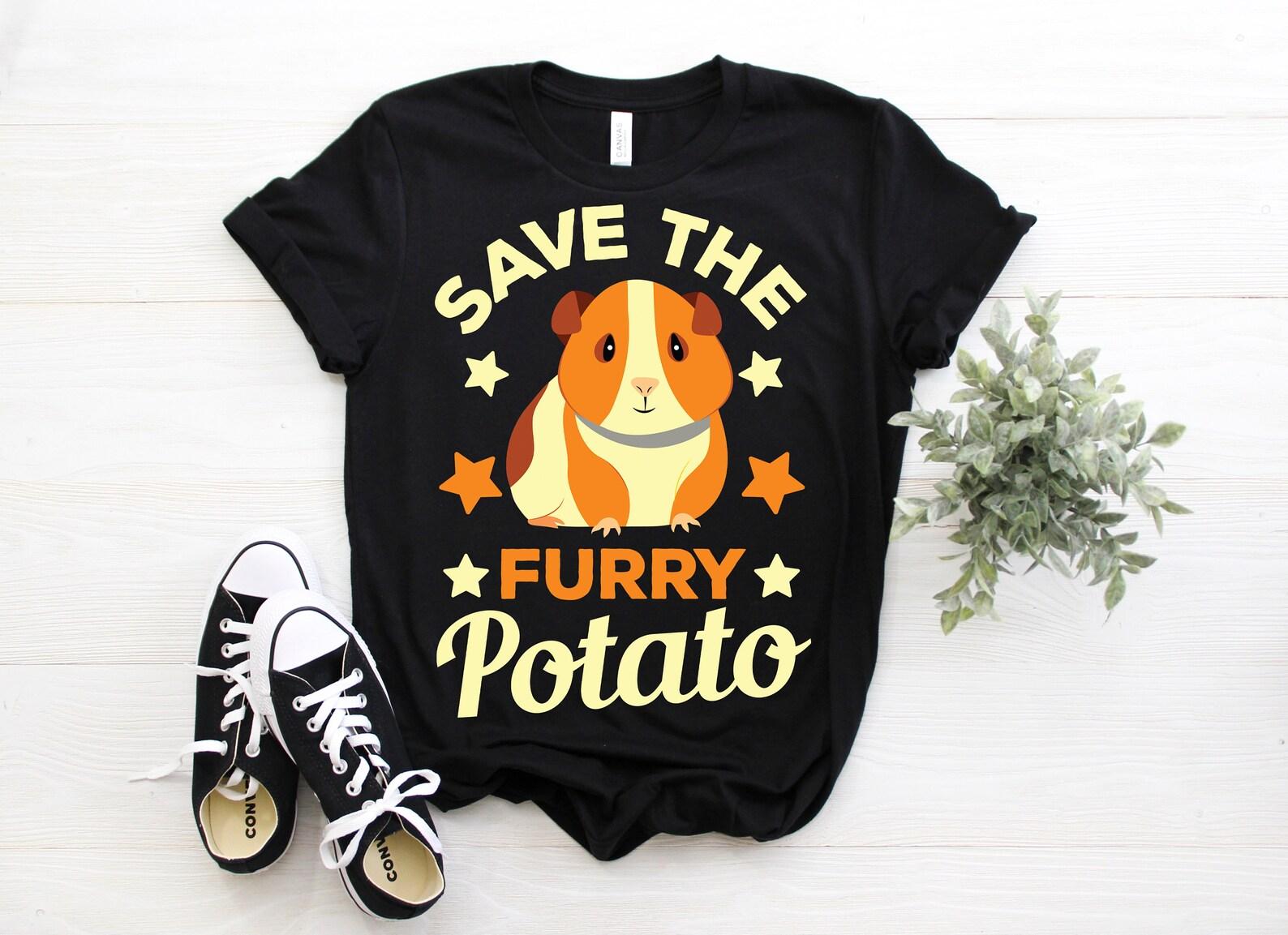 Save The Furry Potato Cute Guinea Pig Funny Guinea Pigs Owner Lover Gift T-Shirt, Guinea Pigs Whisperer Face Present Shirts, Wheek Animal, 100