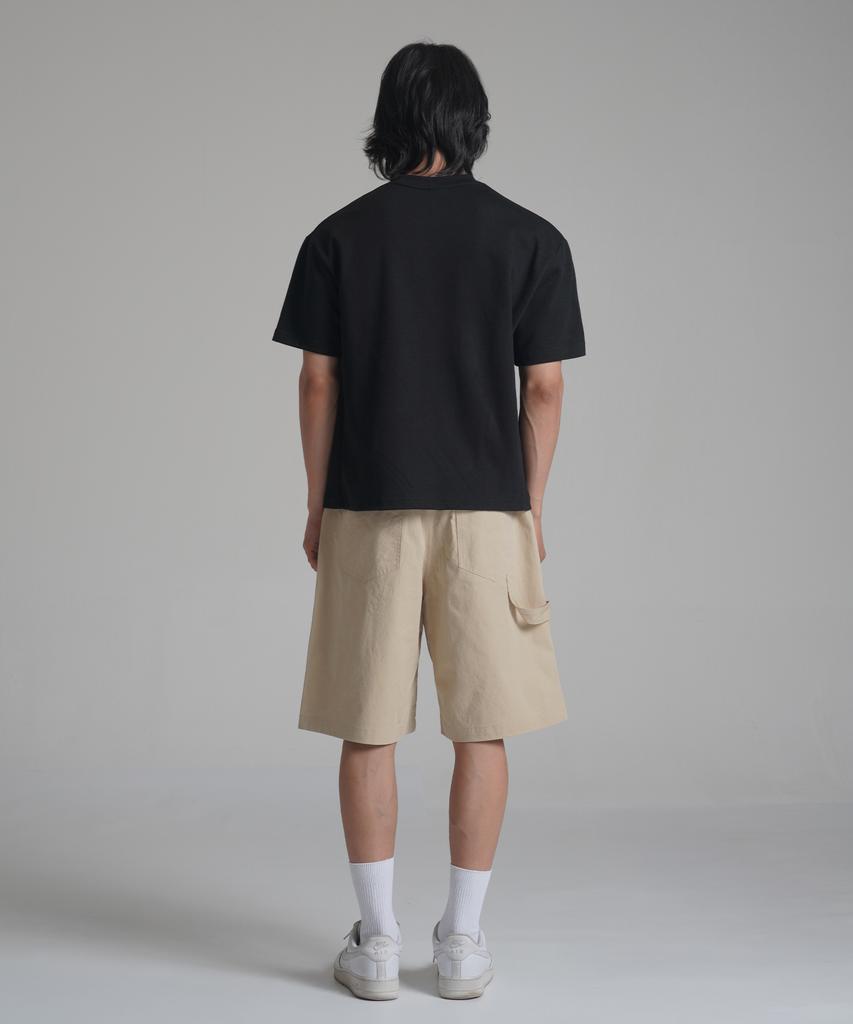 Noming Chino Single-Pleat Strap Wide Bermuda Shorts - Beige