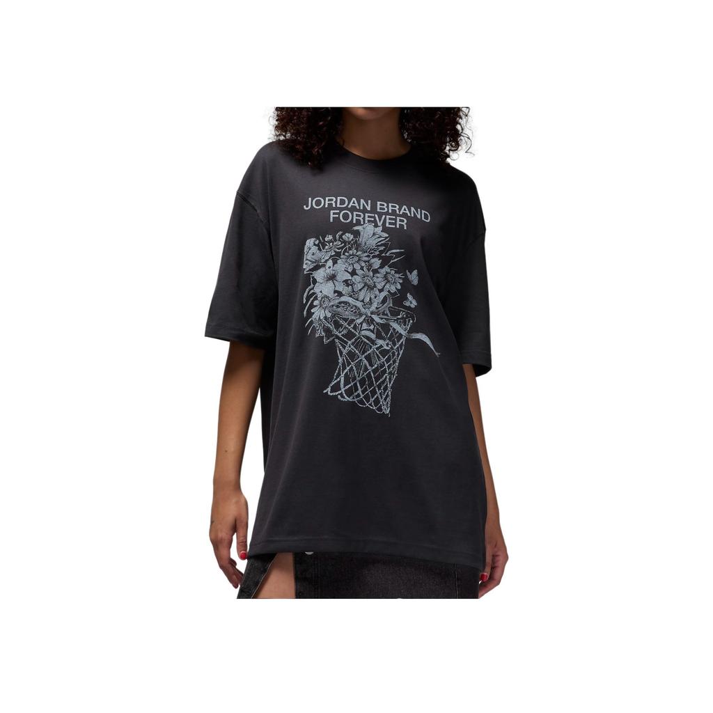 Jordan Printed Oversized Drop Shoulder T-Shirt Women Tops Black FV7119-045