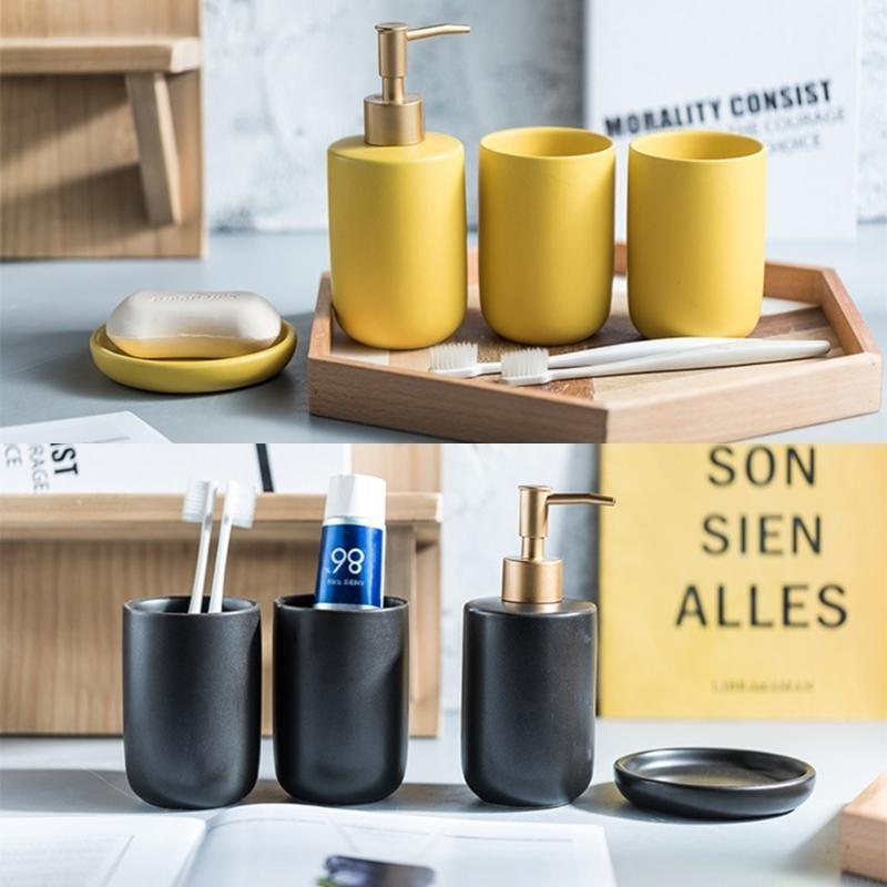 QX2E Farmhouses Washroom Bathroom Storage Accessories Lotion Dispenser Toothbrush Holder Soap Dish Bottle Cup