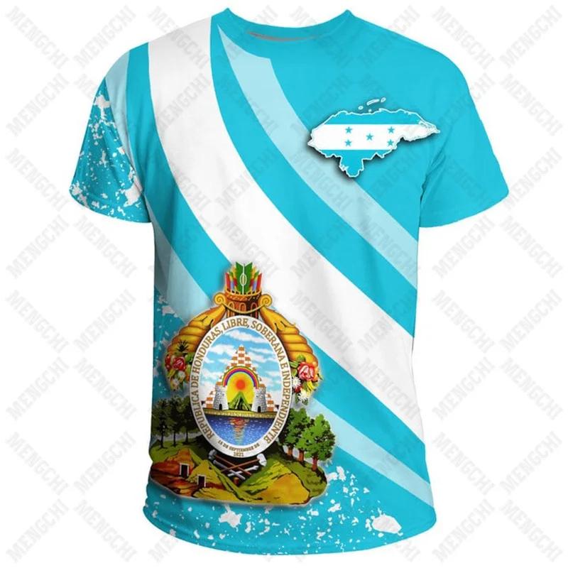 Honduras Vlajka Grafika Unisex Trička Letní Ležérní Streetwear Pánská Móda Dres Chlapec Nadrozměrná Trička Krátký Rukáv Sportovní Oblečení