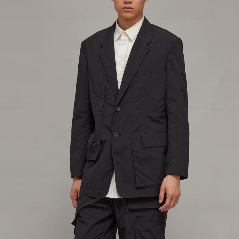 Y-3 Solid Color Pleated Design Nylon Suit Unisex Suit Black H63047