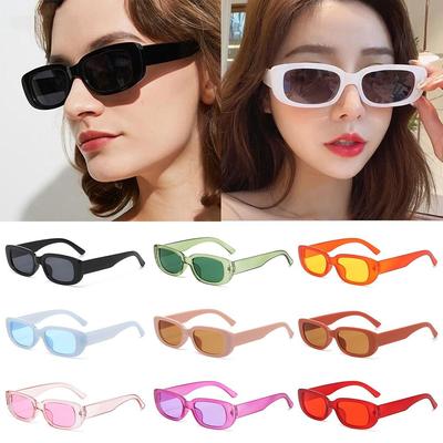 Trendy Narrow Square Frame Y2K Sun Glasses Candy Color UV400 Protection Rectangle Sunglasses Black Shades for Women Men