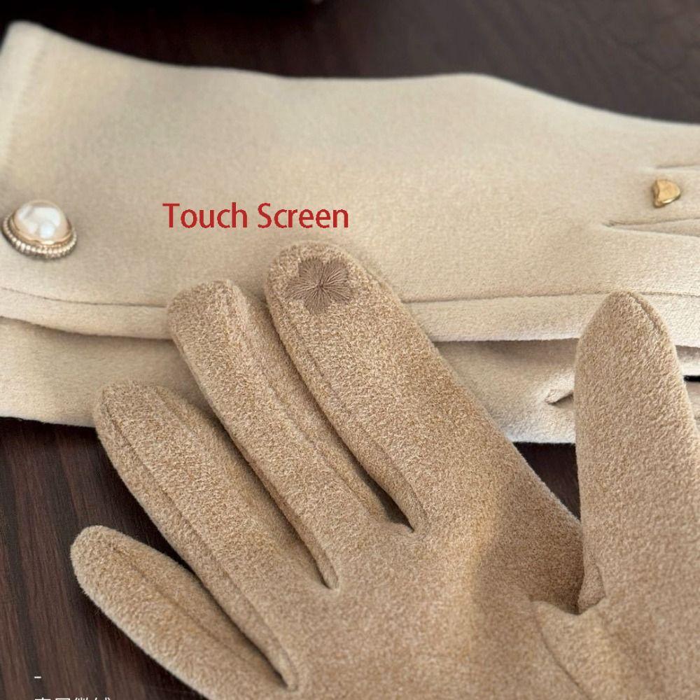 Perle Damen Fäustlinge Herz Plüschhandschuhe Geschenk Winter Fahrradhandschuhe Winter