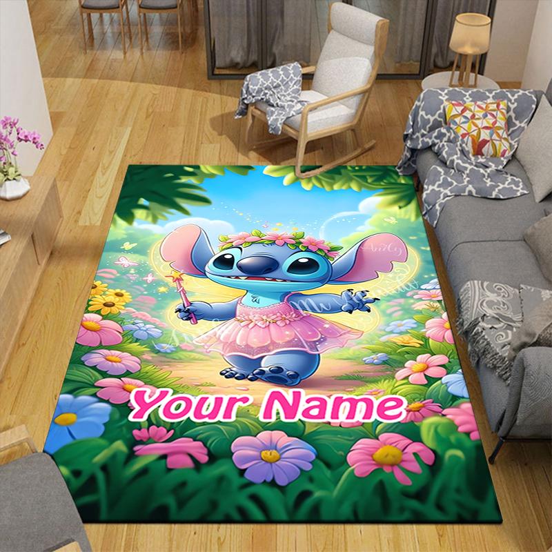 Custom 1Pc Stitch'S Magical Garden Adventure Rug Office Carpet Indoor Outdoor Entrance Doormat Nonslip Soft And Comfortable Living Room D916269