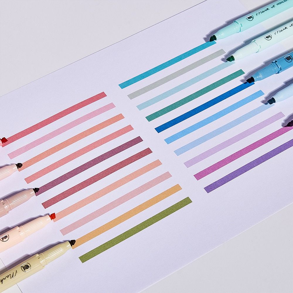 5pcs Pastel Colors Fluorescent Pen Dual Tip Colored Mark Pen Smudge-Proof Drawing Pen  Student Use
