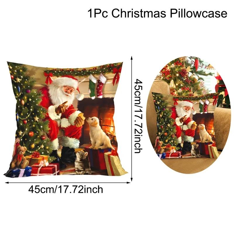 Christmas Cushion Cover Santa Decorative Throw Pillow Case Christmas Decorations For Home Navidad Natal Gifts New Year