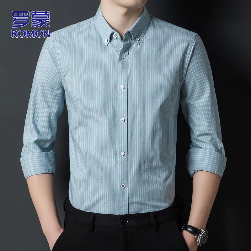 Romon Men s Business Striped Pure Cotton Long Sleeve Shirt M