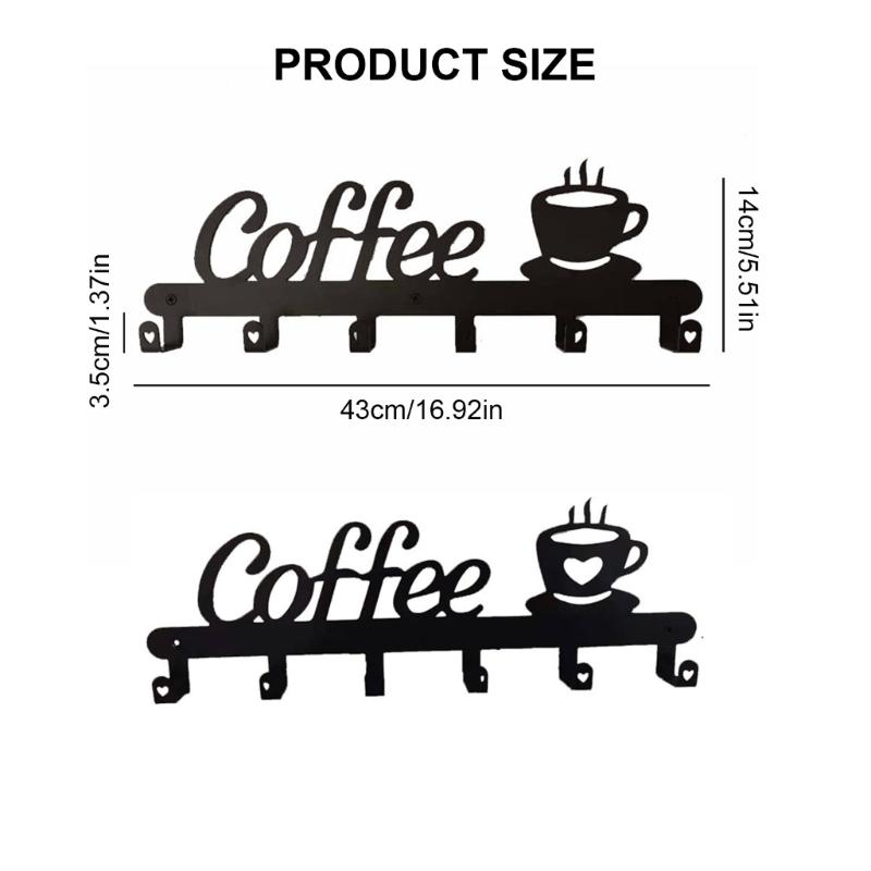 4pcs Space Saving Coffee Cup Storage Organizers Wall Mounted Coffee Cup Rack with Hook Easy To Use Cup Display Holder