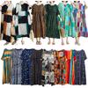 Vintage Women Cotton Linen Dress Print Spliced Striped O Neck Short Sleeve Pocket Loose Dress