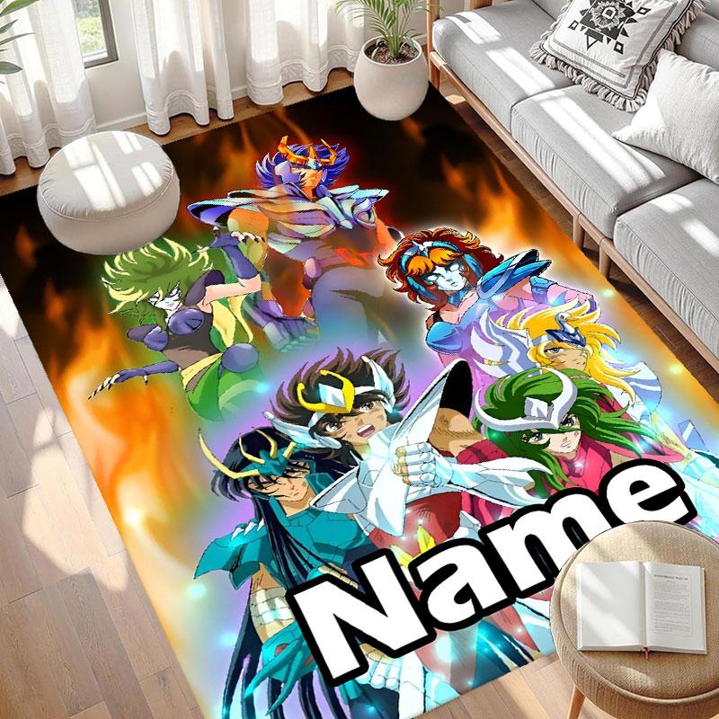 Custom Name Personalized Saint Seiya Print Carpet, Versatile Home Decor Rug, for Playroom, Apartment, Balcony, Entryway, Hallway Gift