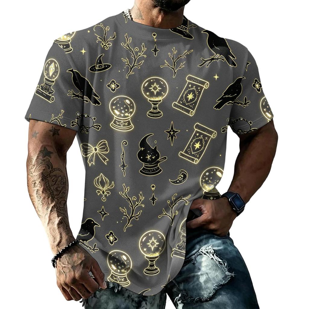 Unisex Loose Fit Casual Short Sleeve T Shirt Halloween Themed Print Top Comfortable Everyday Wear