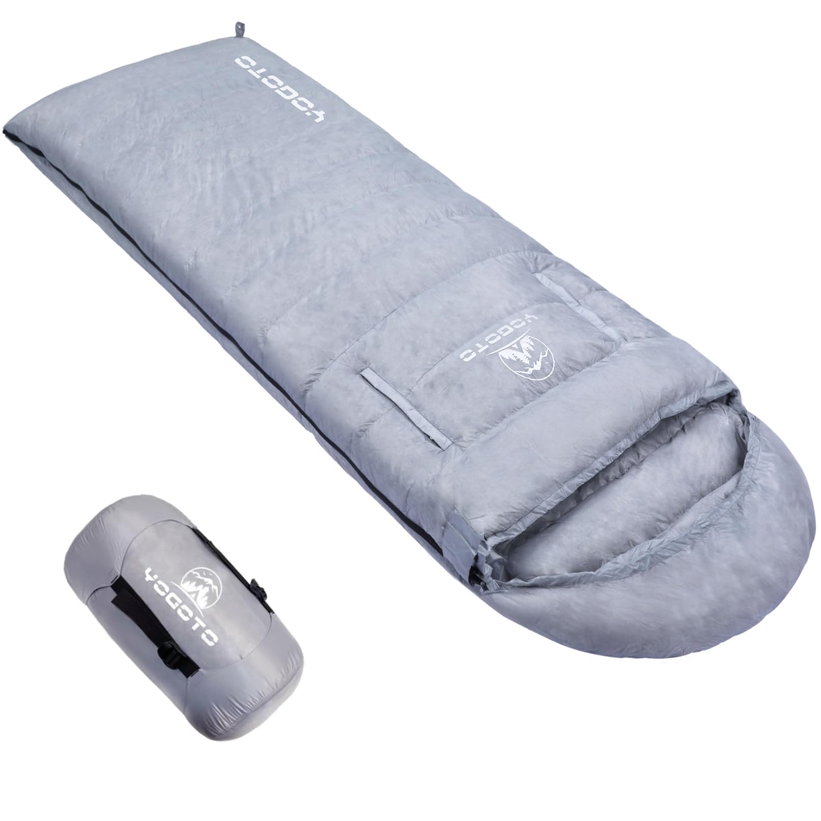 YOGOTO Down Sleeping Bag for 650FP Down 15D for Car and Disaster Preparedness 1000g Down Envelope-Style Winter, (500g/1000g/1500g) Fill, Nylon,