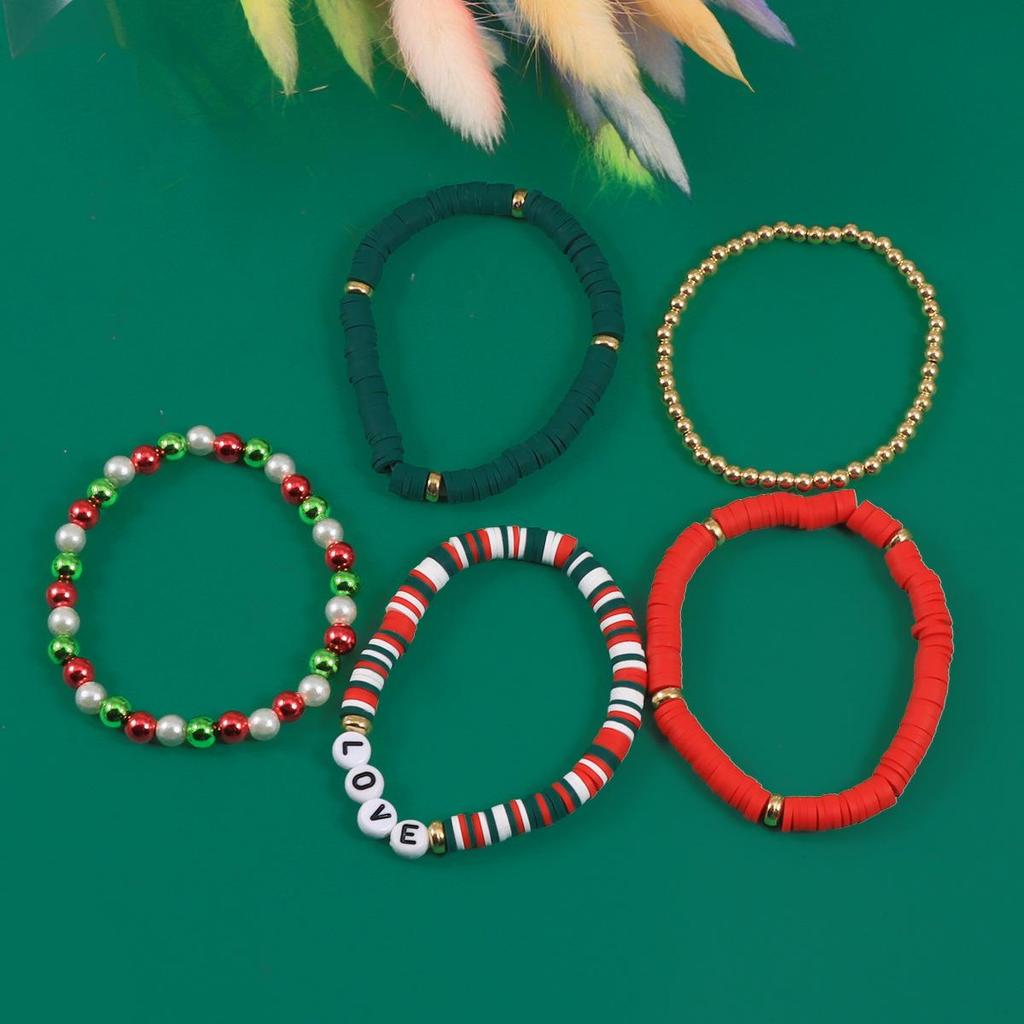 Versatile Colorful Polymer Clay & Acrylic Beaded Christmas Bracelet