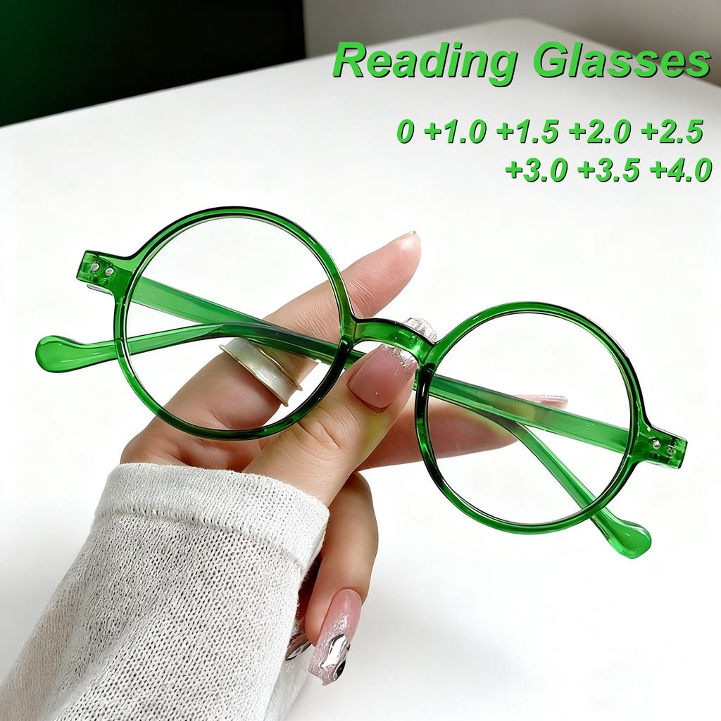 New Personalized Round Frame Women'S Reading Glasses Ultra Light Neutral High Quality Anti Blue Light Presbyopia Glasses