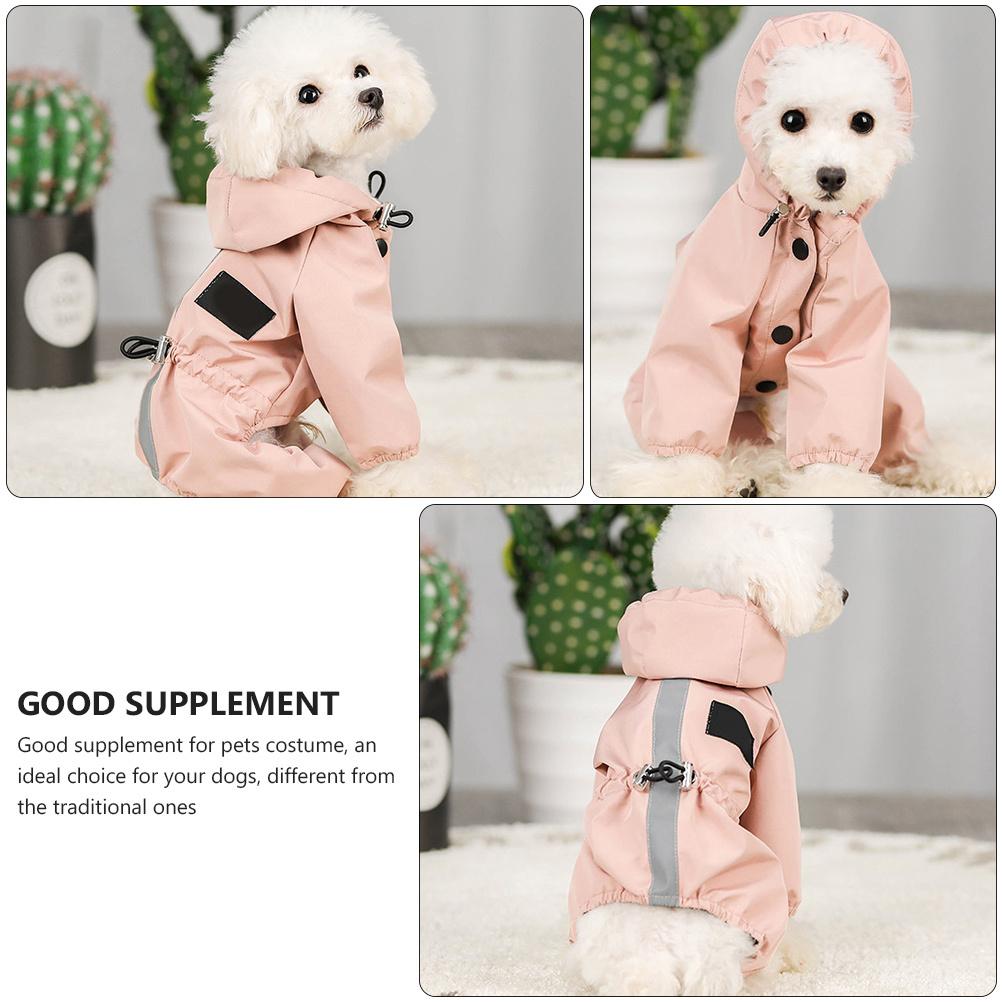 

Pet Raincoat Dog Waterproof Breathable Coat with Reflective Trim Adjustable Hood for Puppy Walking Jogging in Rainy Weather S