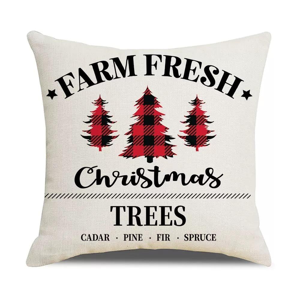 Christmas Pillowcase Christmas Red Plaid Home Holiday Decoration Pillow Cushion Cover