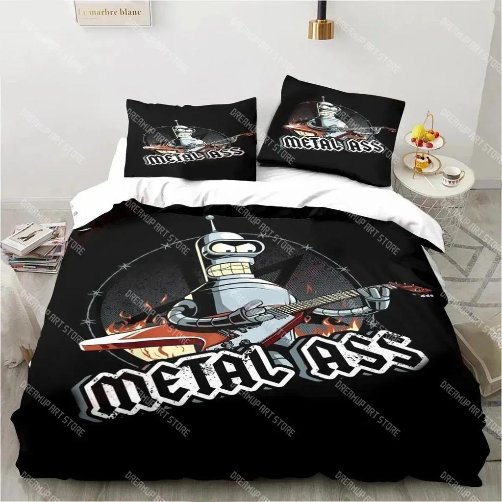 Cartoon Futuramas Bender Bedding Set Duvet Cover Bed Set Quilt Cover Pillowcase Comforter King Queen Size Boys Adult Bedding Set