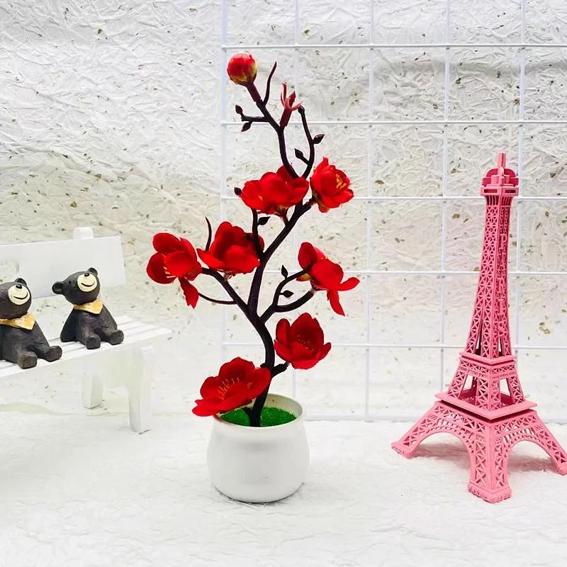 1PC New Artificial Plants Bonsai Small Tree Simulation Pot Plants Fake Flowers Table Potted Ornaments Home Mother's Day