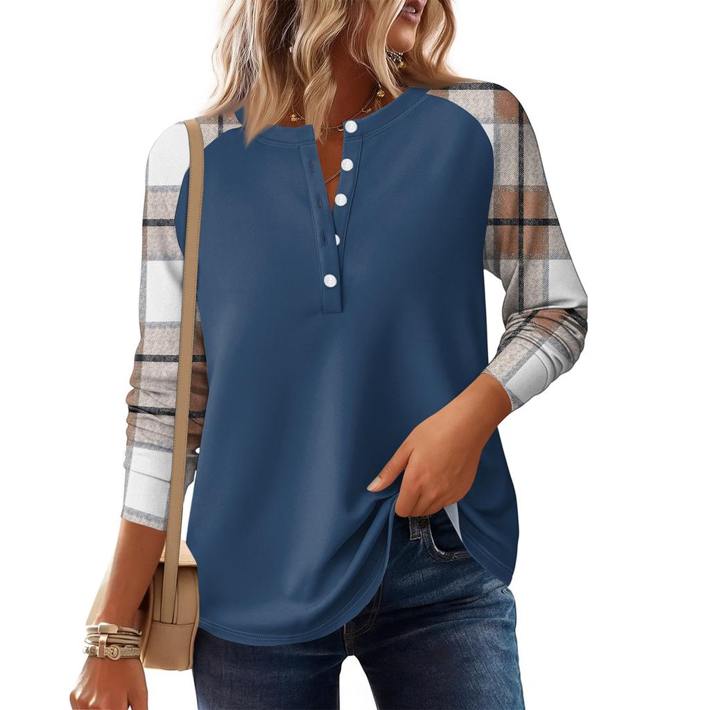 Women's Fashion  Loose Long Sleeve Round Neck Casual Top