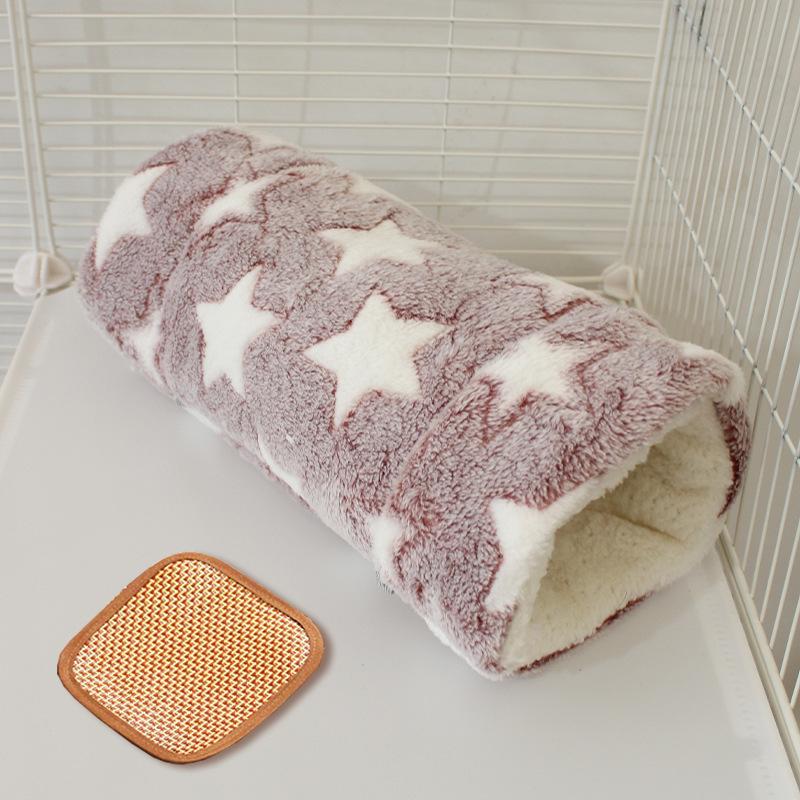 Small Pet Fleece Tunnel & Hammock: Hamster, Rat, Sugar Glider, Guinea Pig Hideout & Bed