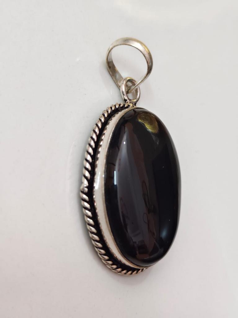 Black Onyx Pendant 925 Sterling Silver | Natural Gemstone Jewelry for Protection & Strength, gift for her, Handmade Pendant.