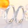 2PCS 925 Sterling Silver Ring Adjustable Open Couple Engagement Rings for Women Men Wedding Ring Party Fashion Jewelry Gift