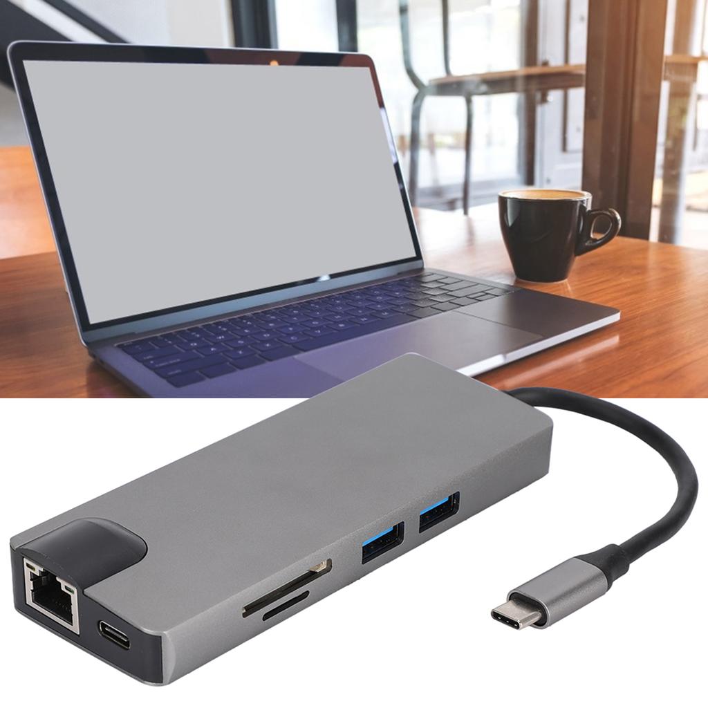 TYPE C Ethernet Hub to USB3.0 x 2 HDMI Memory Card Reading Notebook Office Accessories